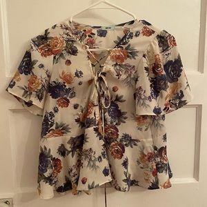 Floral print kimichi blue tie top